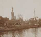 Gezicht op Edam met kerktoren en scheepswerf, Collectie Rijksmuseum